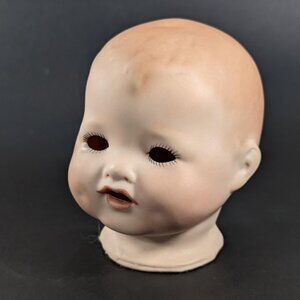Vintage Baby Toddler Doll head hand painted Bisque Porcelain, dimples + open